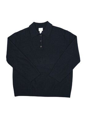 H&M Regular Fit Wool Polo Sweater in Navy Blue